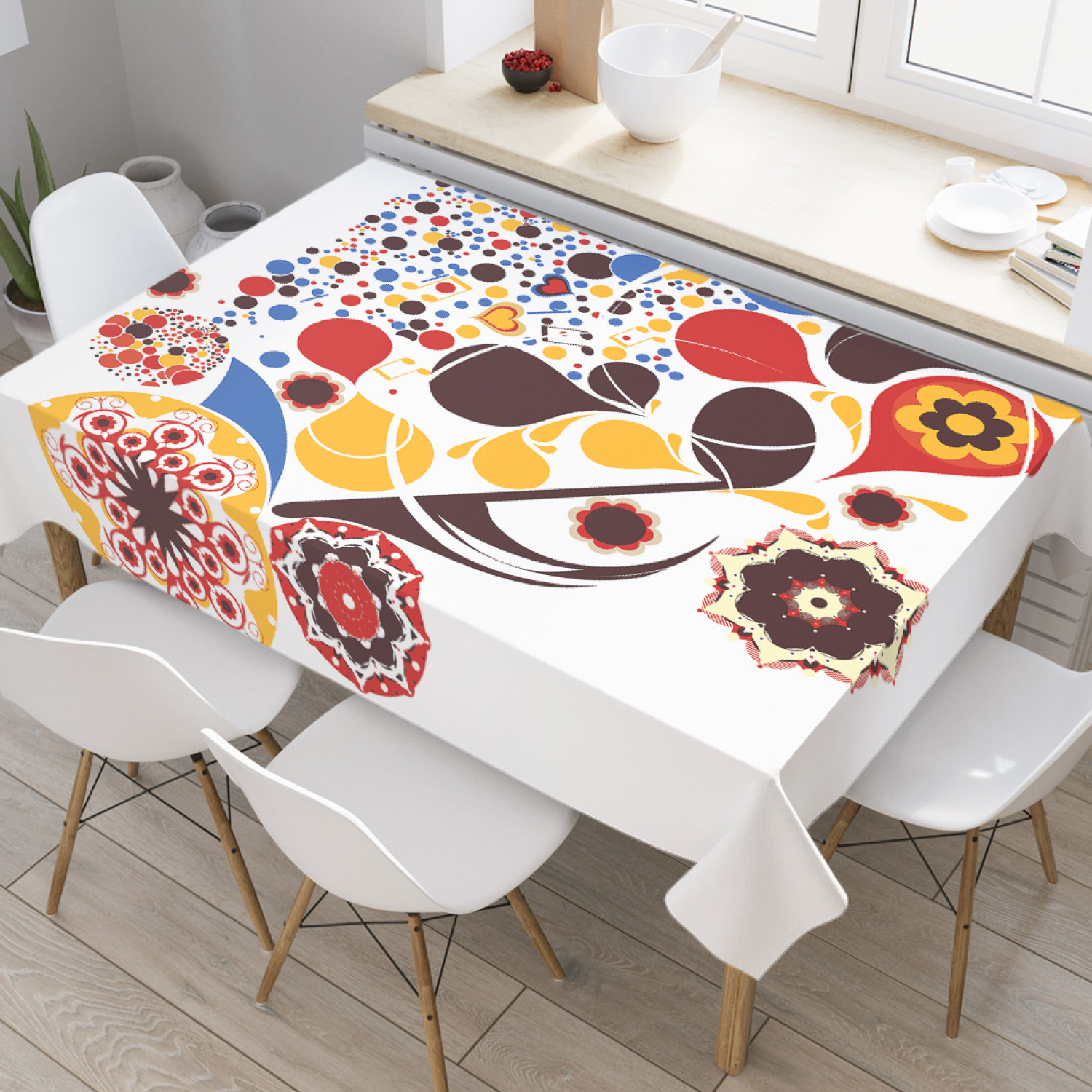 

Скатерть прямоугольная JoyArty "Нотные узоры" из оксфорда, 120x145 см, Белый, Нотные узоры