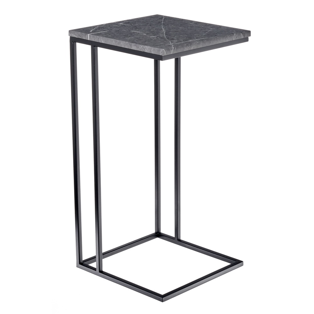 Придиванный столик BRADEXHOME Loft 35x35 см МДФ Серый мрамор/Черные ножки