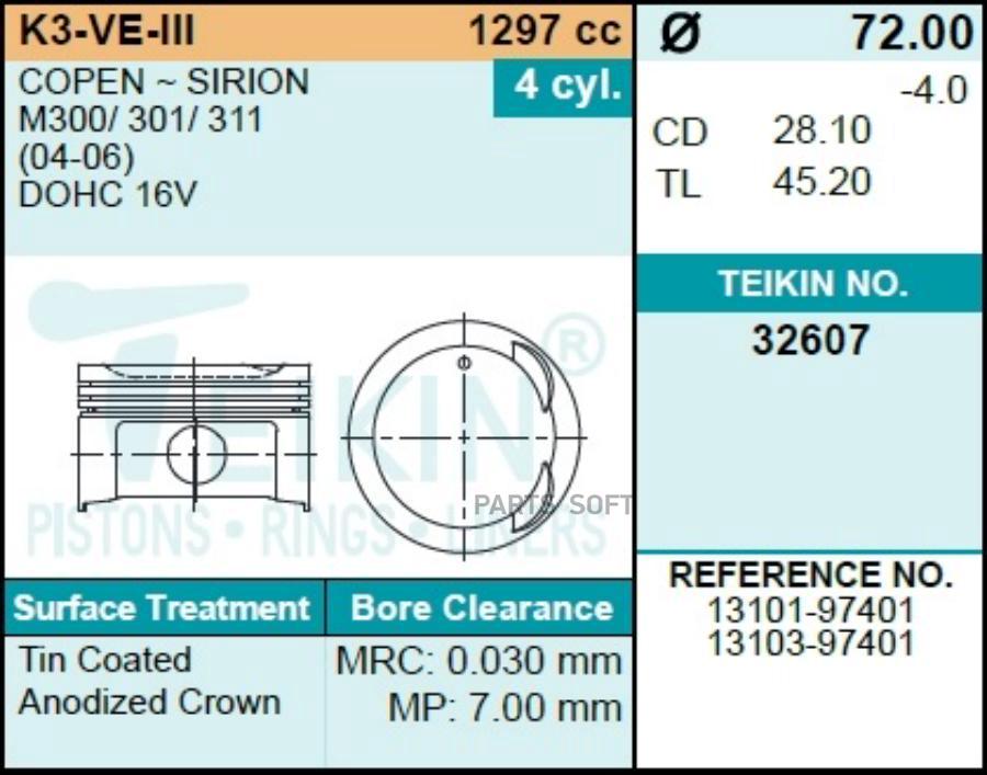 

Поршни TEIKIN 2607050 +0.50