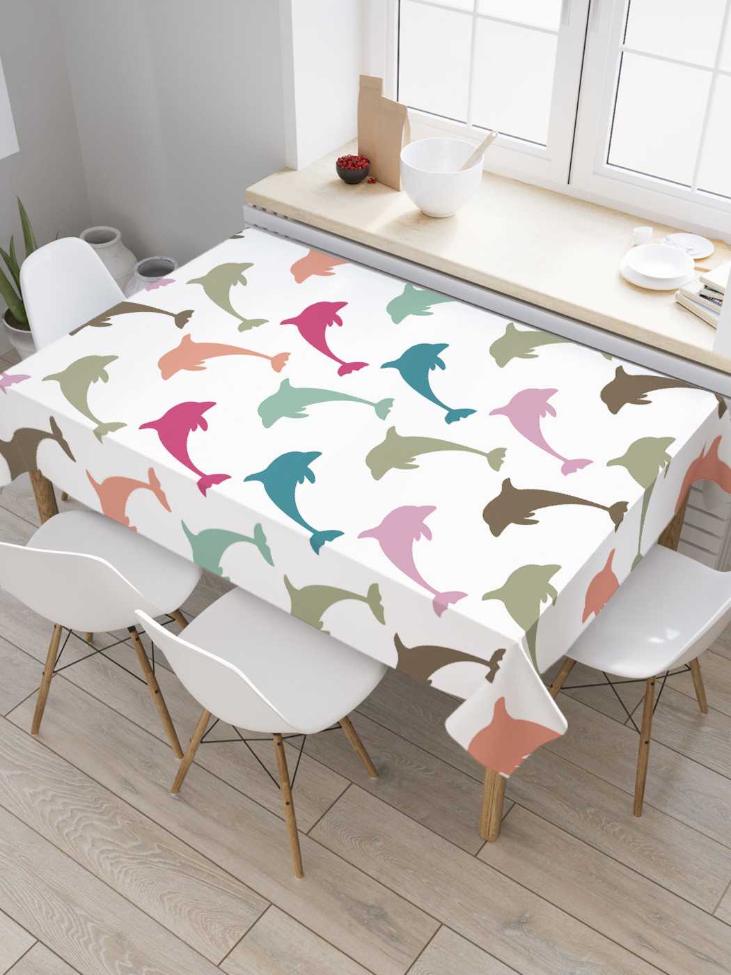 

Скатерть прямоугольная JoyArty "Полет дельфинов" из оксфорда, 180x145 см, Полет дельфинов