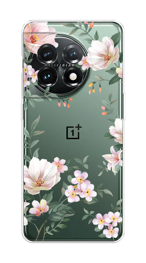 

Чехол на OnePlus 11 "Beautiful white flowers", Бежевый;зеленый, 153650-1