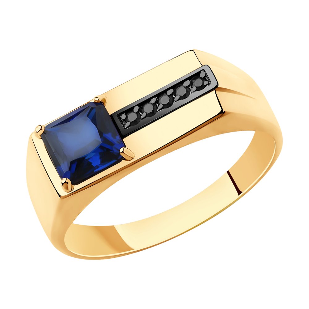 фото Кольцо печатка из красного золота с корундом р. 19 sokolov 715664