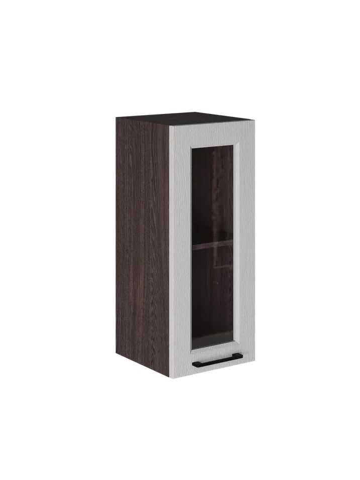 

Кухонный навесной модуль ВСЯ мебель, Квадро, В-300С, Айсберг/Ясень анкор, Белый;коричневый, Квадро В-300С