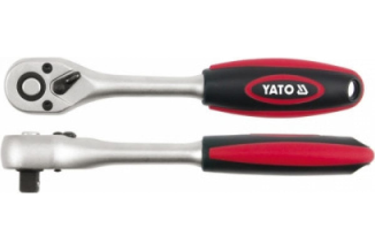 YATO Трещотка с пластмассовой ручкой 72 зуба, 1/2 inch, 265 мм  1шт ключ трещотка sturm 1045 17 r1 2 квадрат 1 2 72 зуба