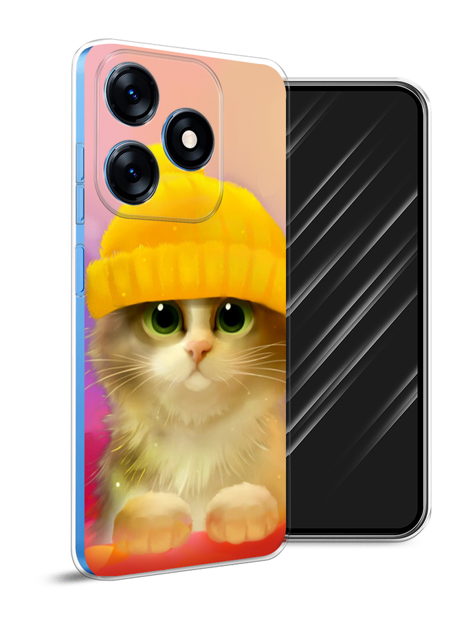 

Чехол Awog на Tecno Spark 10 "Котенок в желтой шапке", Желтый, 303650-2