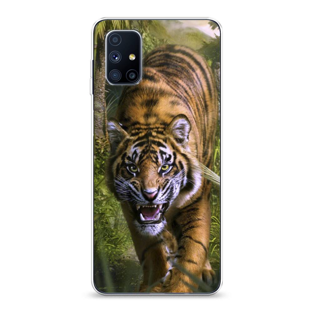 

Чехол на Samsung Galaxy M51 "Тигр в джунглях 2", Оранжевый;зеленый, 2101550-1