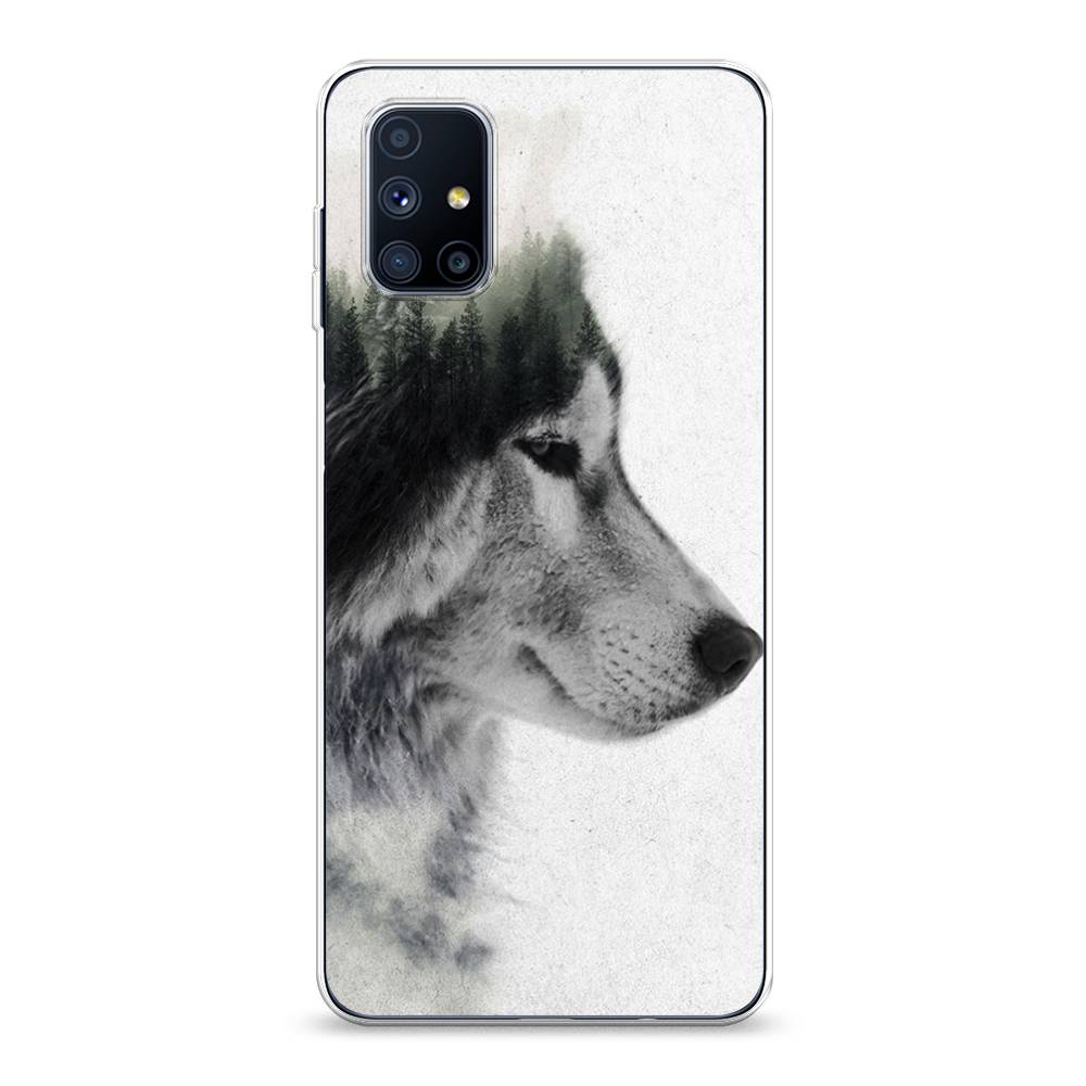 

Чехол на Samsung Galaxy M51 "Волк лес", Серый;белый, 2101550-1