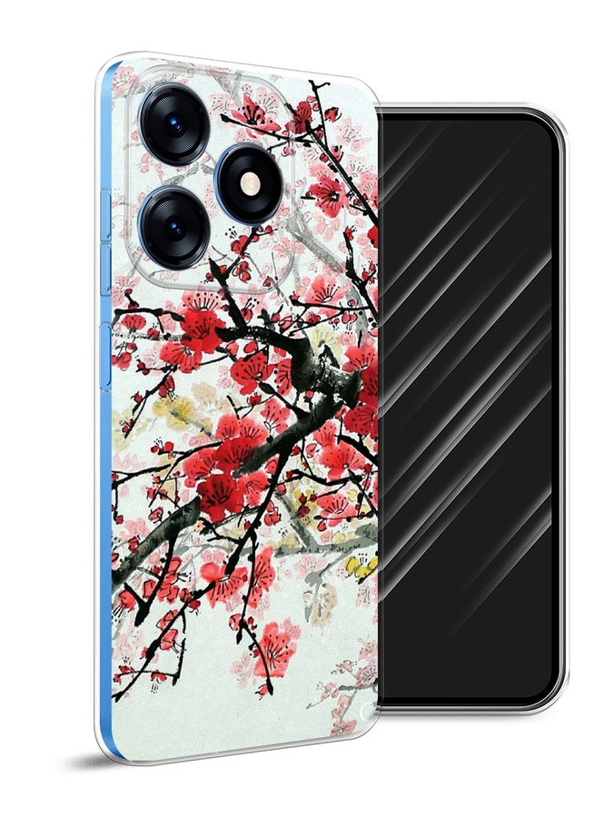 

Чехол Awog на Tecno Spark 10 "Сакура", Розовый;черный, 303650-4