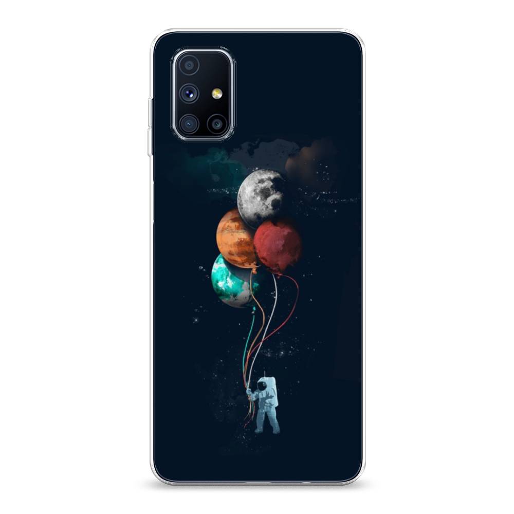 

Чехол на Samsung Galaxy M51 "Космонавт с шариками", Разноцветный, 2101550-4