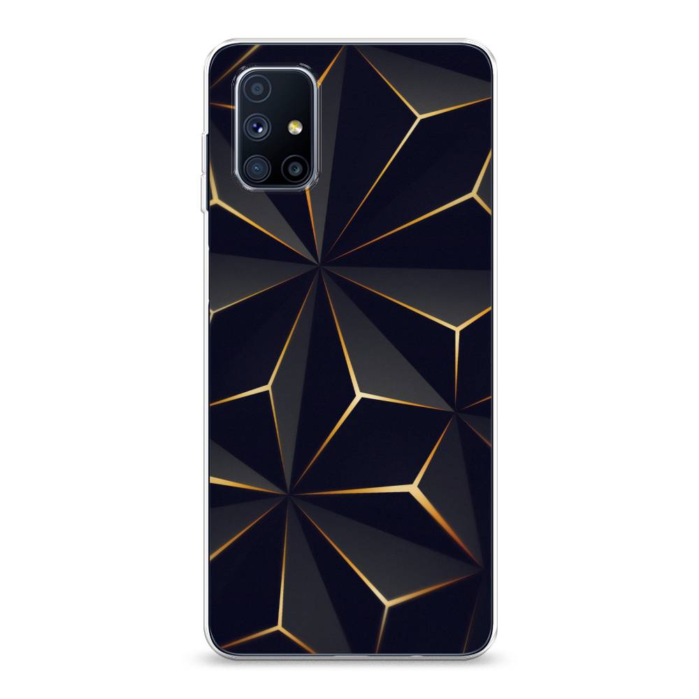 

Чехол на Samsung Galaxy M51 "Черные полигоны", Золотистый;черный, 2101550-3