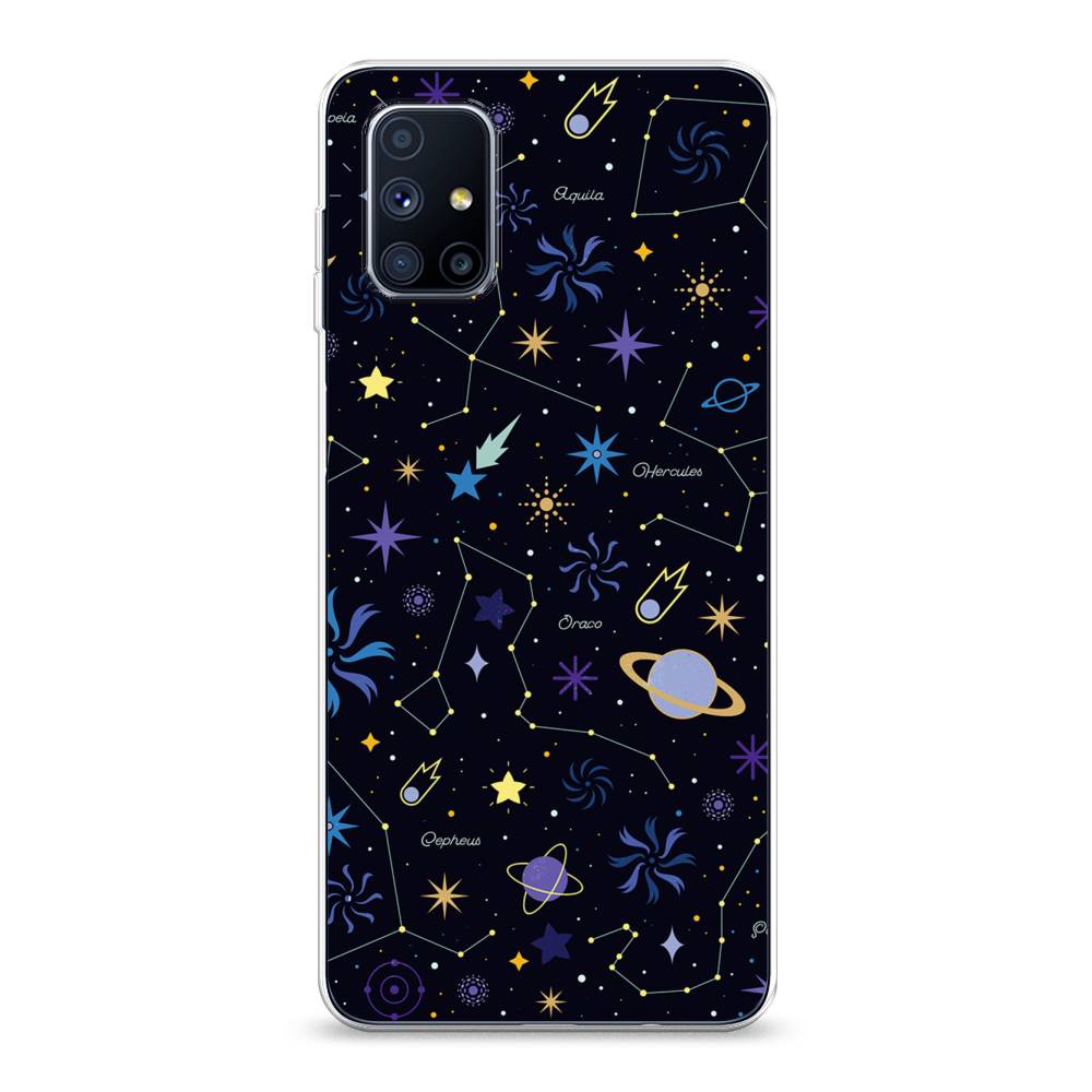 

Чехол на Samsung Galaxy M51 "Цветной космос", Желтый, 2101550-2