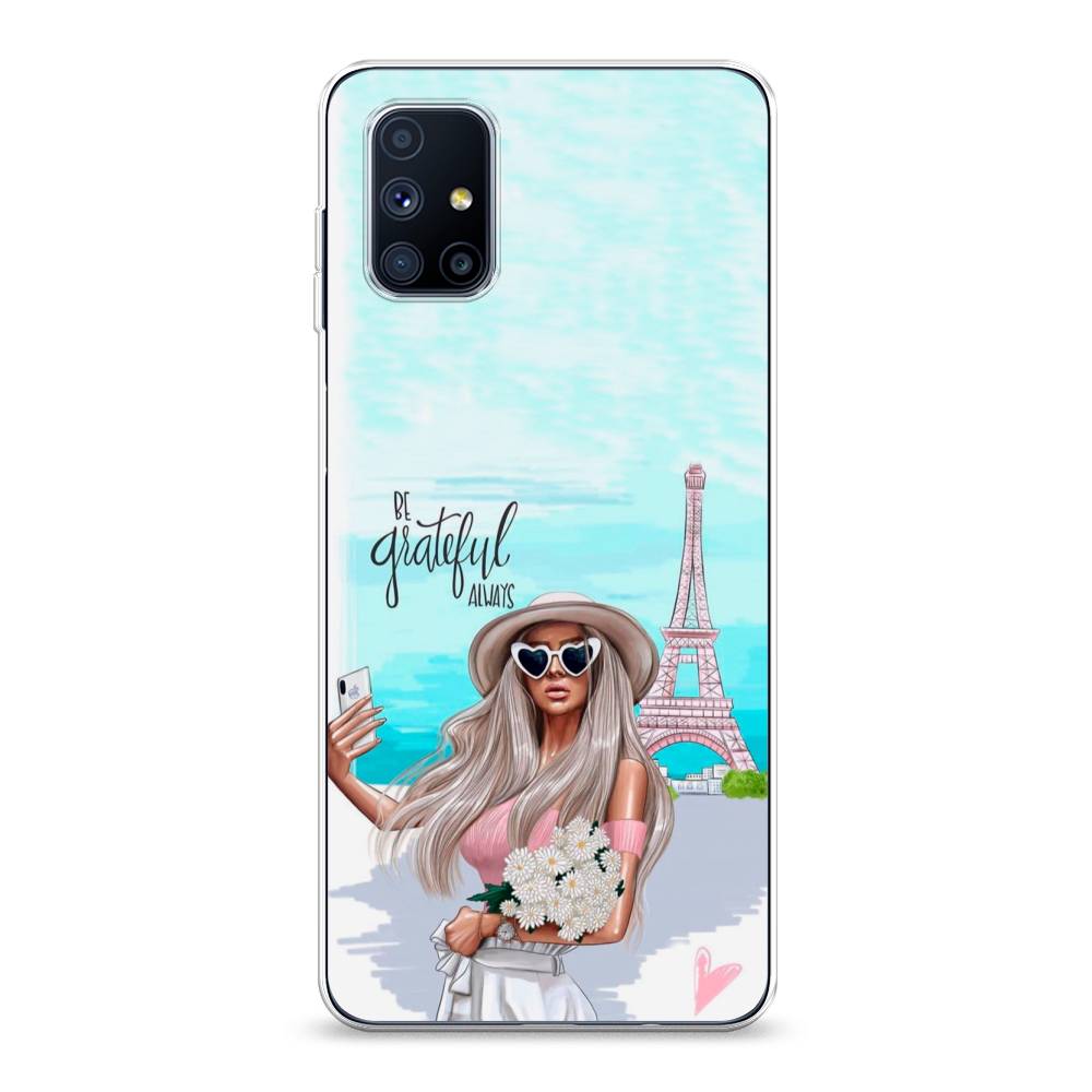 

Чехол на Samsung Galaxy M51 "Селфи Париж", Голубой;бежевый, 2101550-6