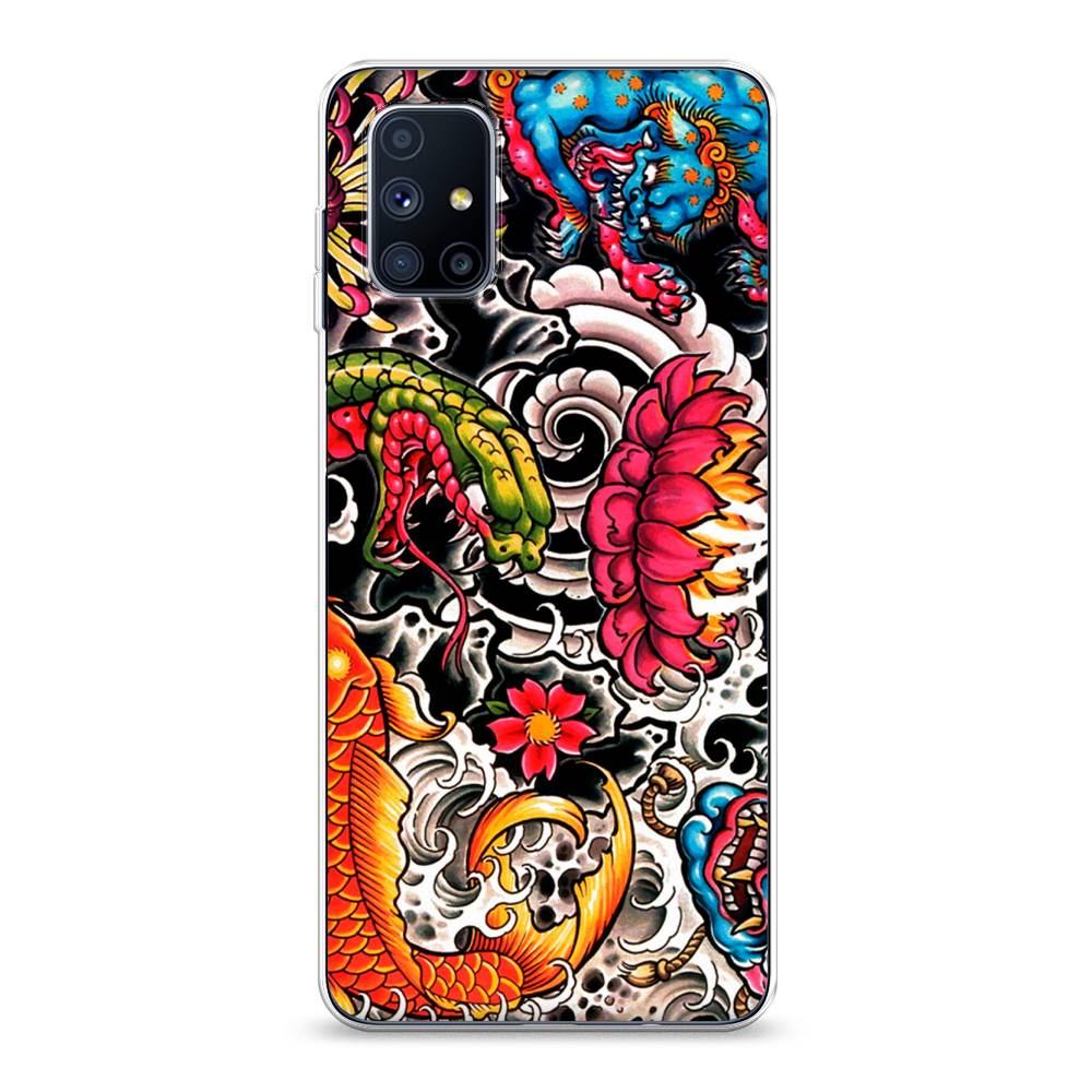 

Чехол на Samsung Galaxy M51 "Японское искусство", Красный;оранжевый;голубой, 2101550-4