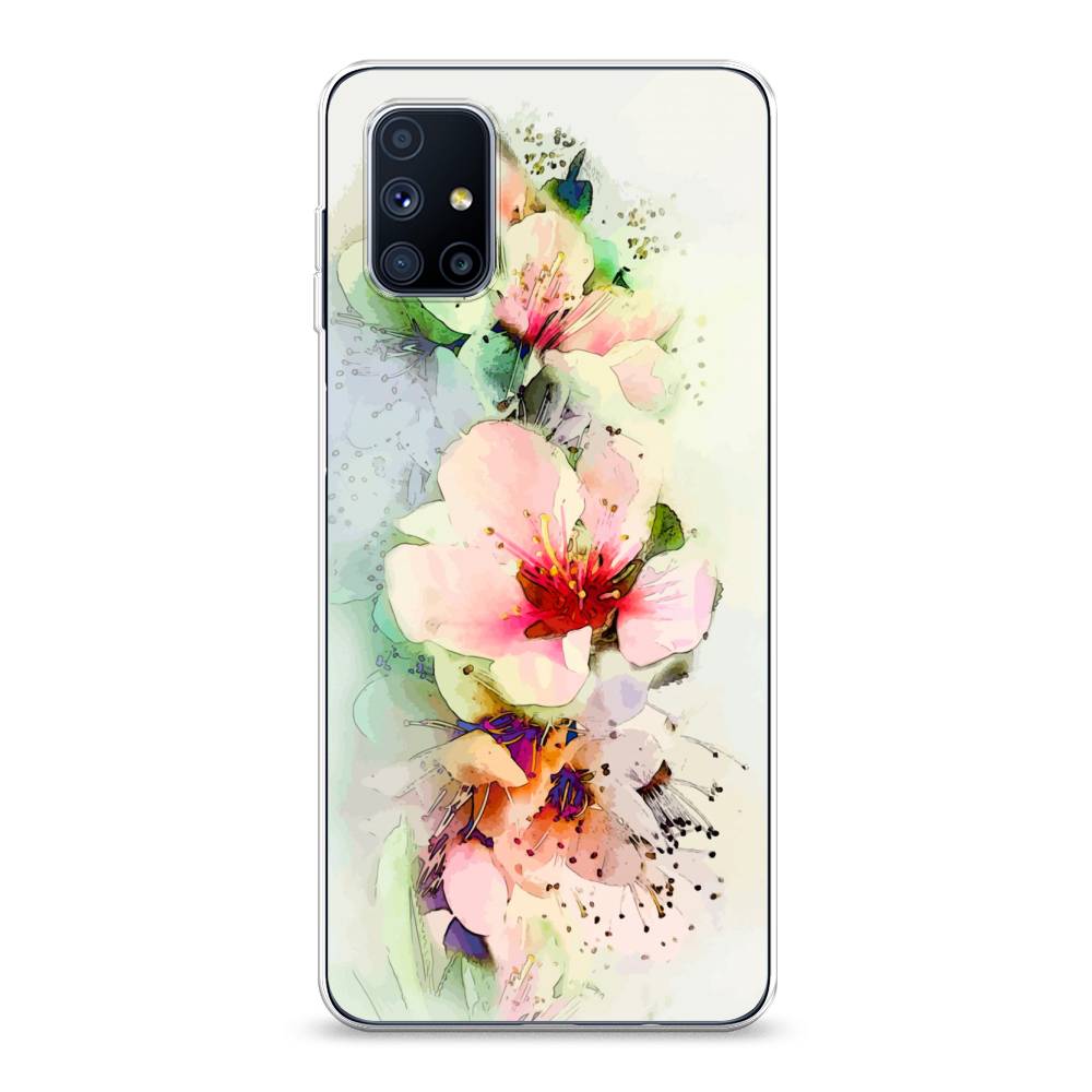 

Чехол на Samsung Galaxy M51 "Нежные цветы", Зеленый;розовый, 2101550-2