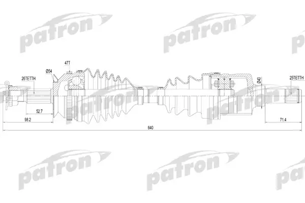 

Полуось лев CHRYSLER Voyager 95-01 PATRON PDS2819