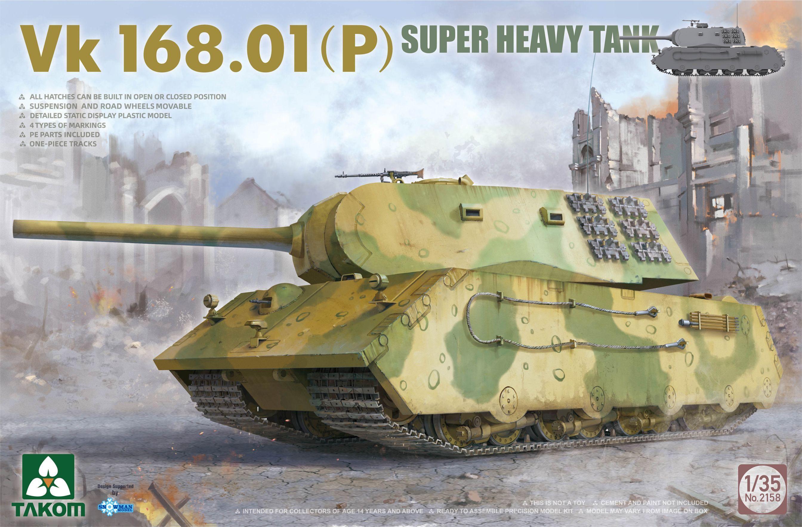 

Сборная модель Takom 1/35 Супертяжелый танк VK.168.01 (P) 2158
