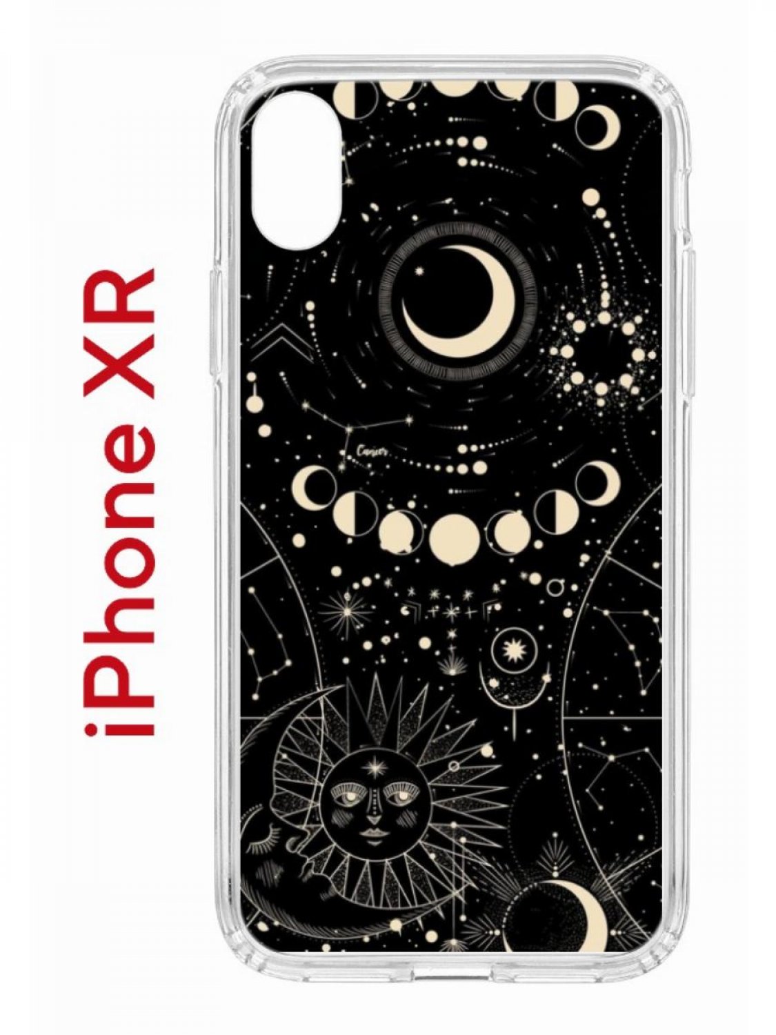 

Чехол на iPhone XR с принтом Kruche Print Space, бампер с защитой камеры, Прозрачный;черный;бежевый;серый, Айфон ИксР