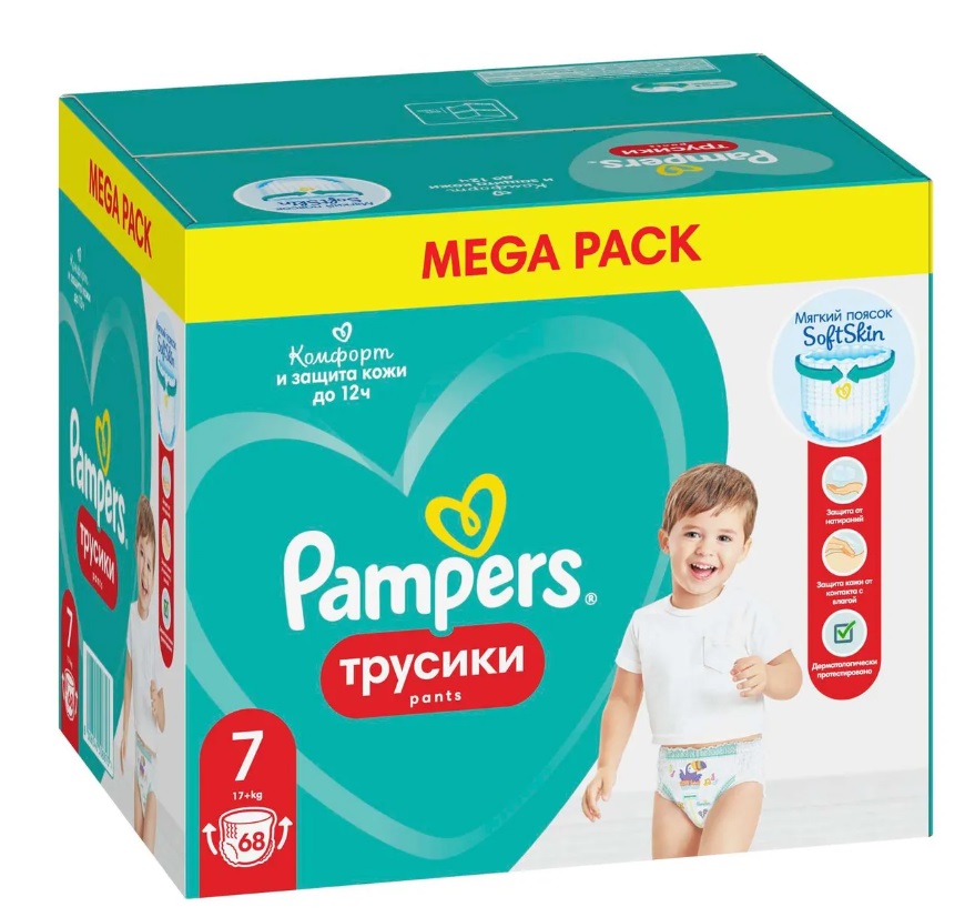 

Подгузники-трусики Pampers Pants 7 (17+ кг) 68 шт