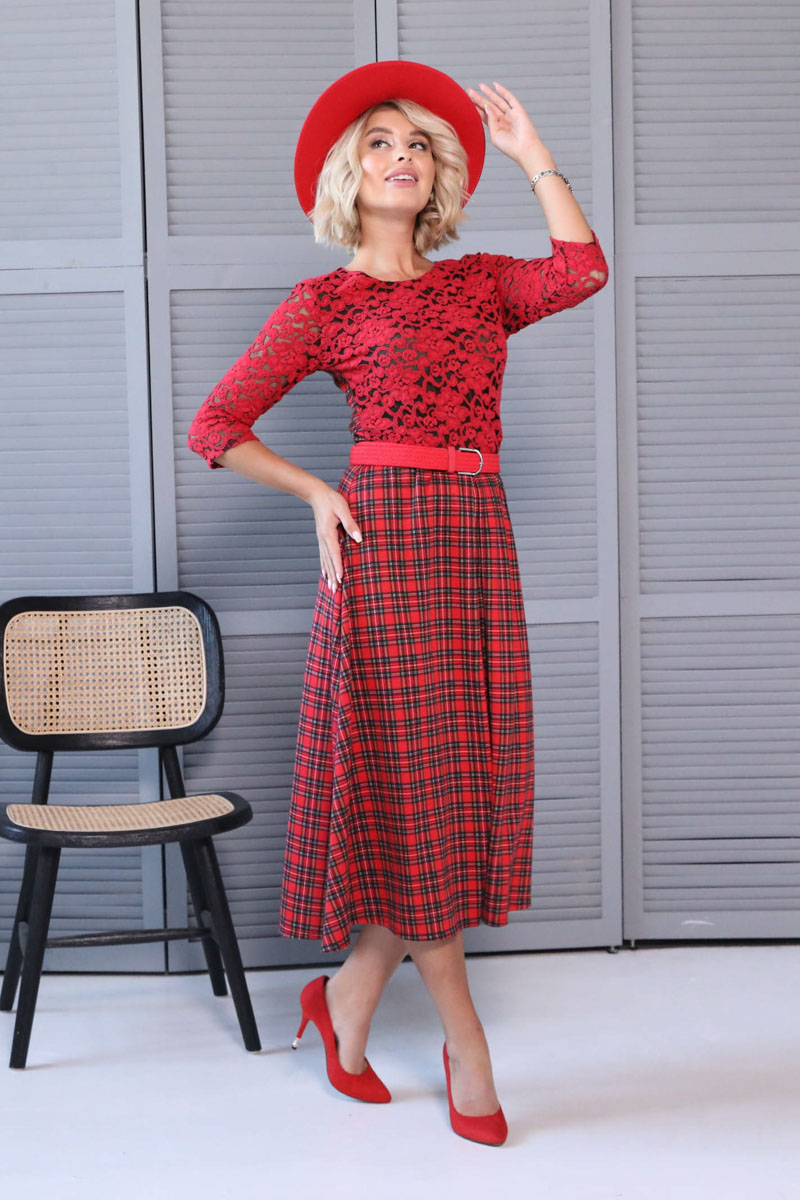 Платье женское Wisell П4-3374 красное 46 RU 3600₽