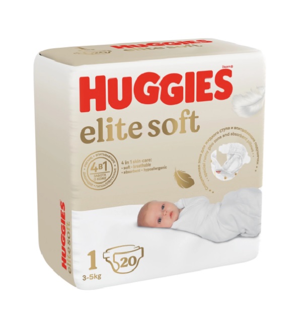 Подгузники Huggies Elite Soft 1 3-5 кг 20 шт 709₽