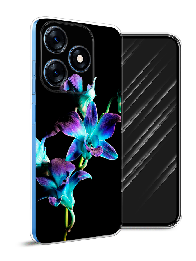 

Чехол Awog на Tecno Spark 10 "Синий цветок на черном", Черный;голубой;синий, 303650-8