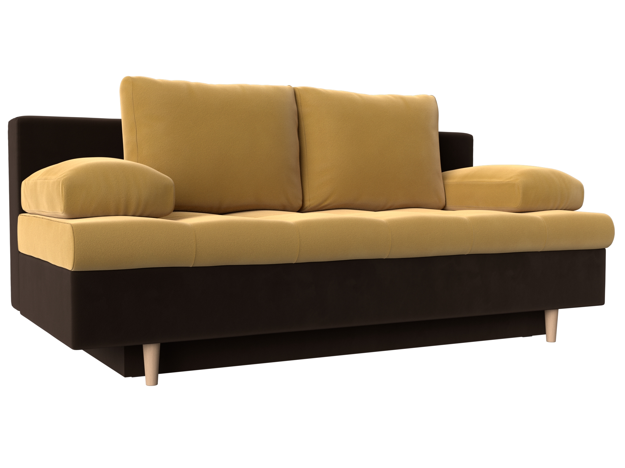 

Диван прямой Спенсер микровельвет желтый/коричневый, Диван прямой Спенсер