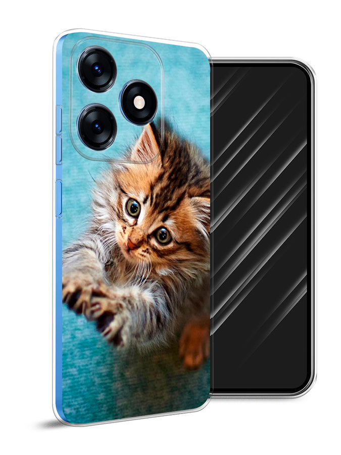

Чехол Awog на Tecno Spark 10 "Котенок просит есть", Бирюзовый;коричневый;белый, 303650-2