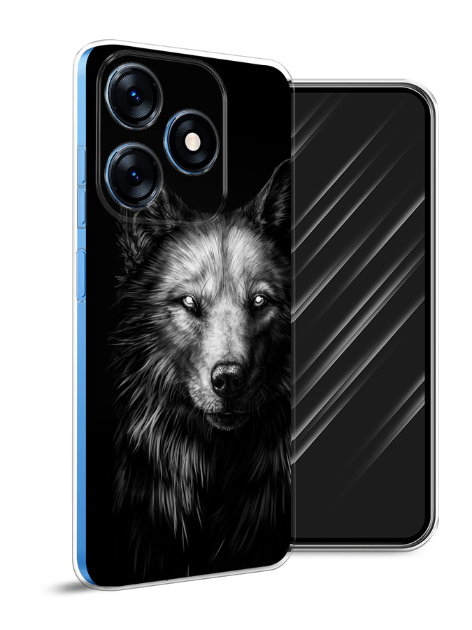 

Чехол Awog на Tecno Spark 10 "Волк черно белый", Серый;бежевый;белый, 303650-1