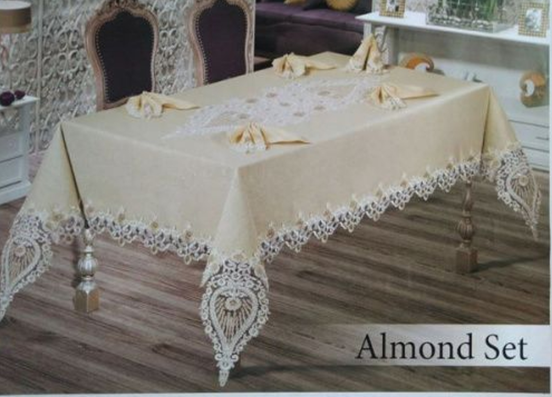 

Скатерть EFOR ALMOND SET 160*220 + 8 салфеток, капучино, Бежевый, SK-0312