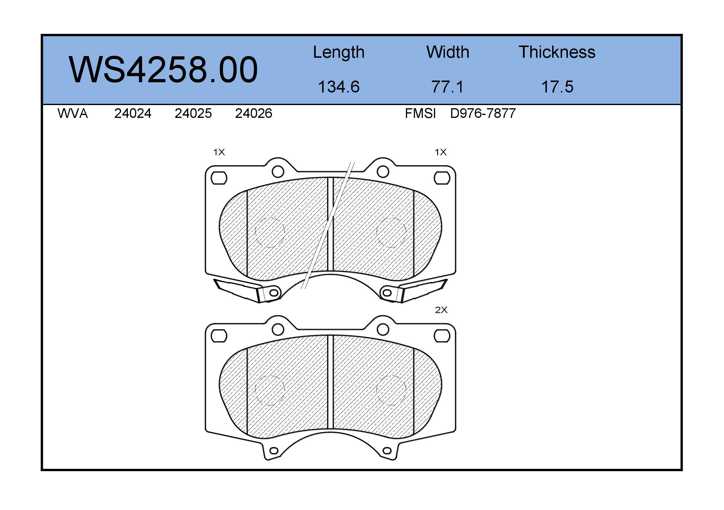 

Комплект тормозных колодок JEENICE ws425800