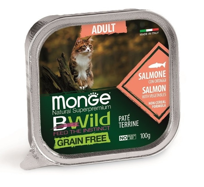 фото Влажный корм для кошек monge bwild grain free, лосось, 12шт, 100г