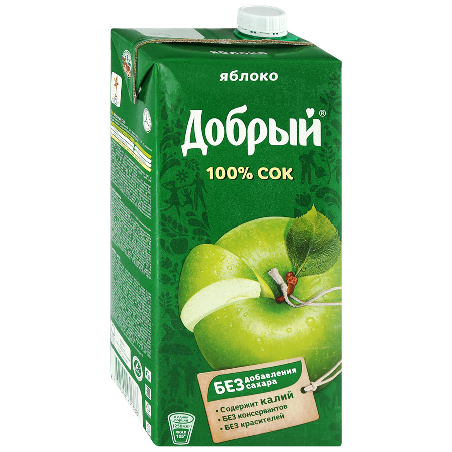 

Сок ДОБРЫЙ Яблоко T-Pack 2л*2 шт