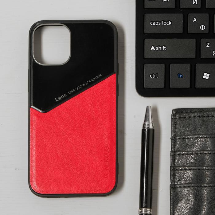Чехол LuazON для iPhone 12 mini, поддержка MagSafe вставка из стекла и кожи, красный