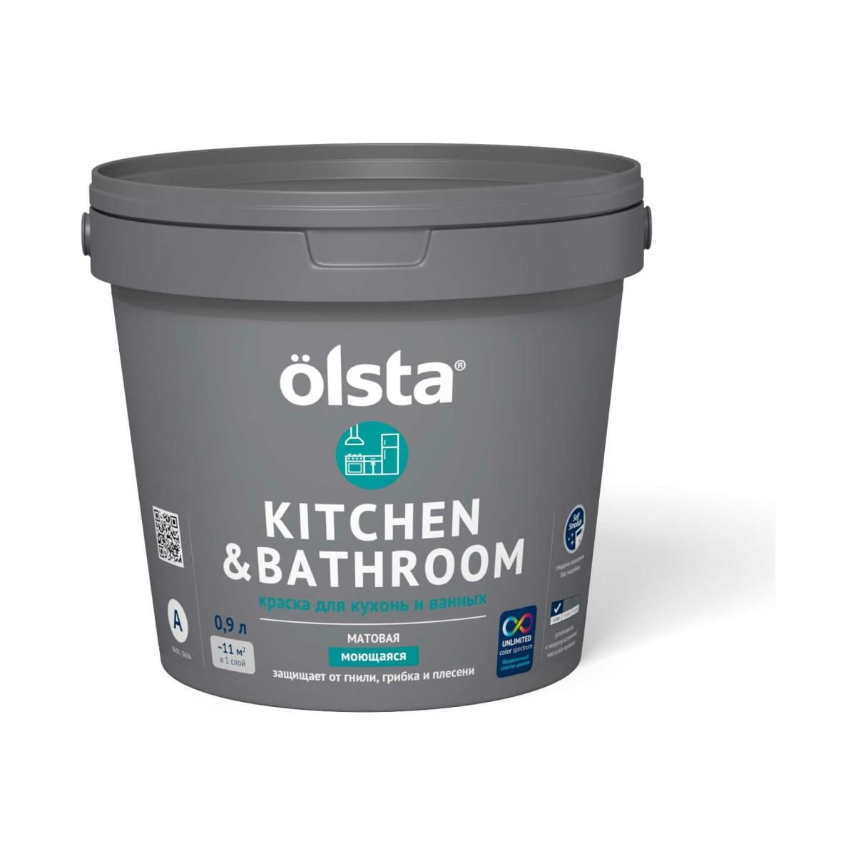 фото Краска матовая olsta kitchen&bathroom база а, матовая, 900 мл