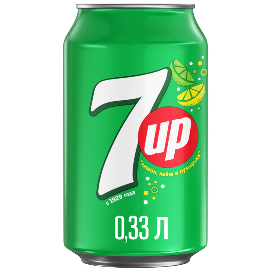 Газированный напиток 7UP ж/б 0,33л*12 шт