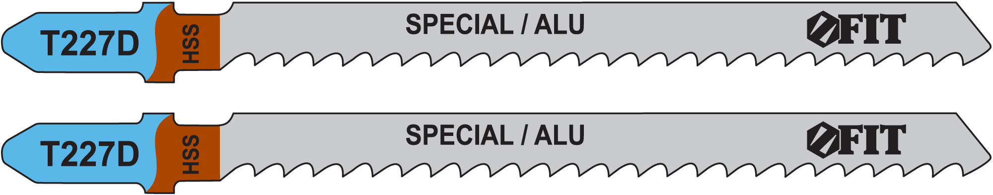 Пилки для лобзиков по металлу и полимерам, 100/74/3 мм (T227D), 2 шт. FIT 40977