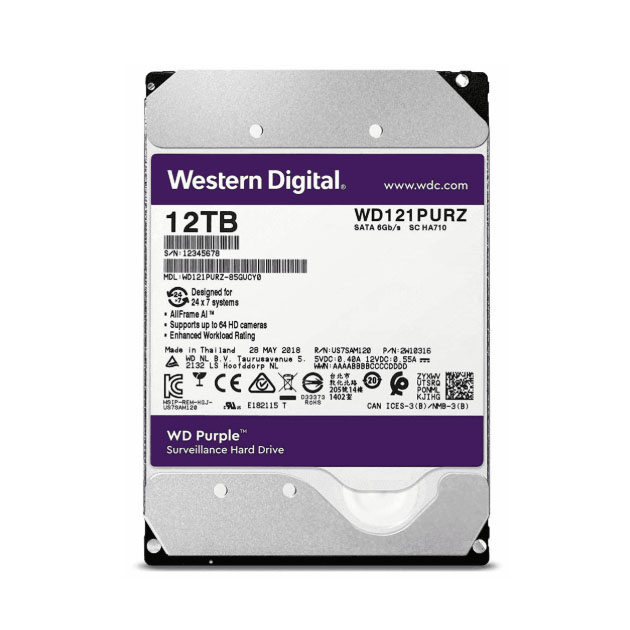 фото Внутренний hdd диск sata 12tb 6gb/s 256mb purple wd121purz wdc