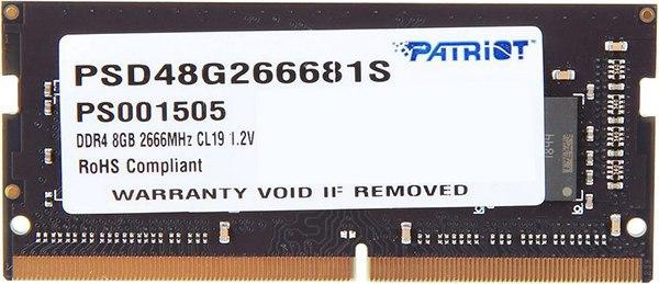 

Оперативная память Patriot 8Gb DDR4 2666MHz SO-DIMM (PSD48G266681S), Signature Line