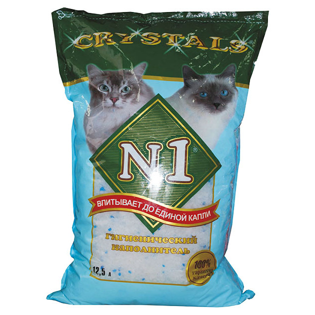 Впитывающий наполнитель для кошек N1 Crystals силикагелевый, 5 кг, 12,5 л