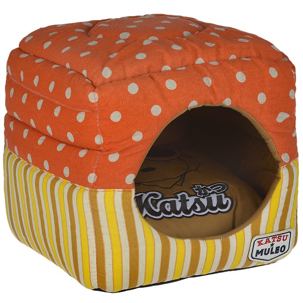 Домик для кошек и собак Katsu Мулео M, складной, оранжевый, 35x35x18см