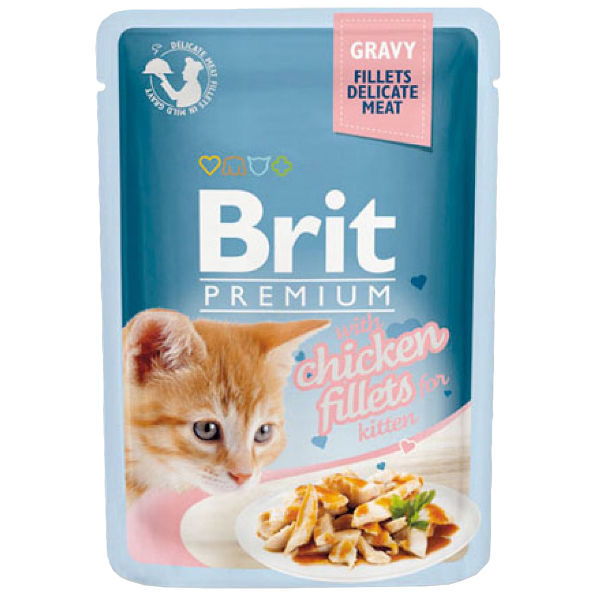 

Влажный корм для котят Brit Premium, курица, 85г, Premium Kitten