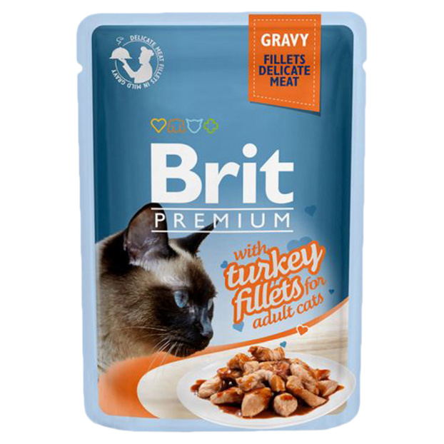 фото Влажный корм для кошек brit premium, в соусе, индейка, 85г