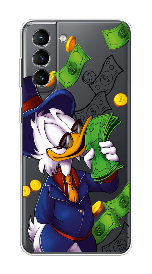 

Чехол на Samsung Galaxy S21 "Scrooge McDuck with Money", Синий;зеленый;белый, 2101850-6