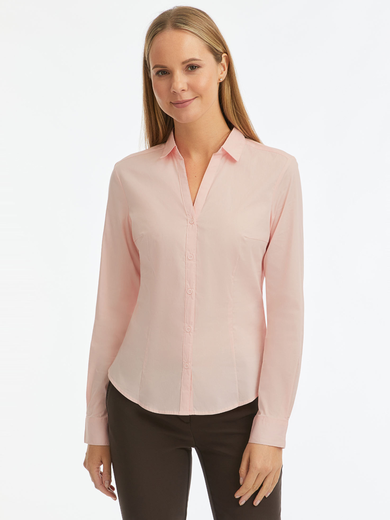 

Рубашка женская oodji 13K02001B розовая 44 EU, Розовый, 13K02001B