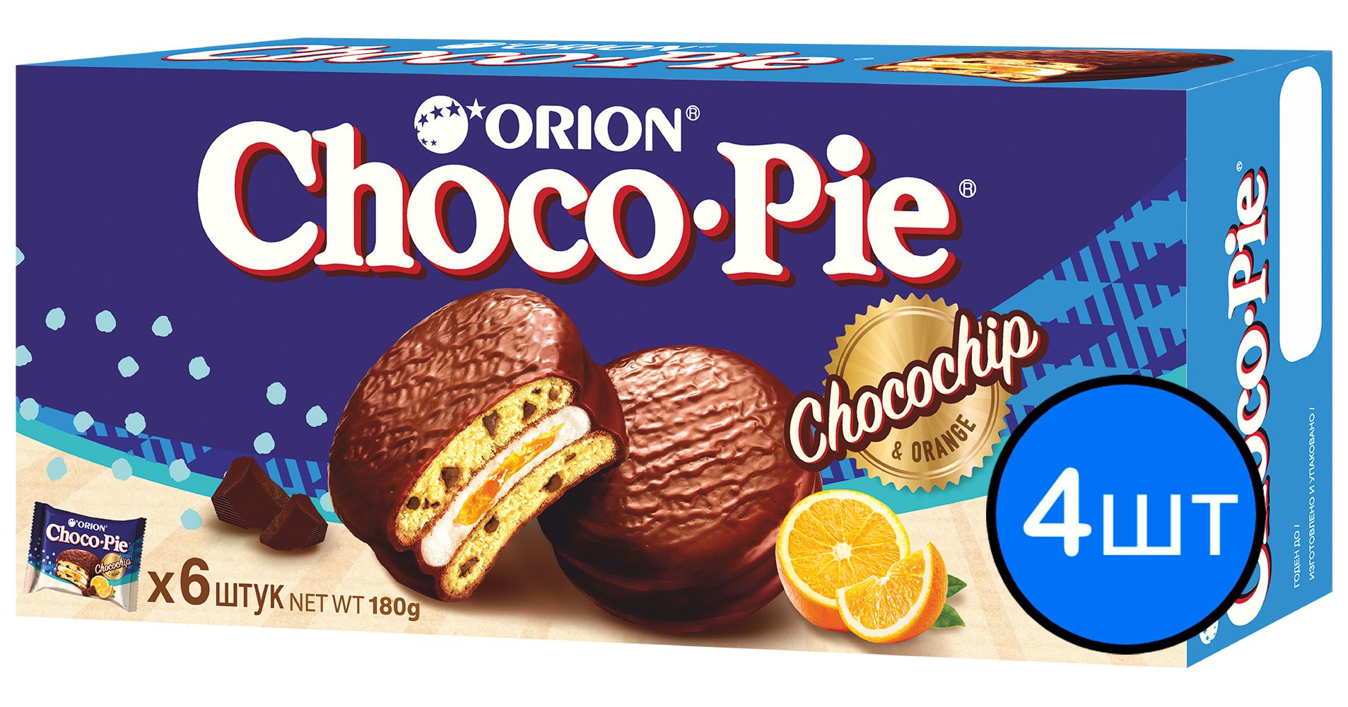 

Печенье "ORION ChocoPie" Chocochip, 180г х 4шт