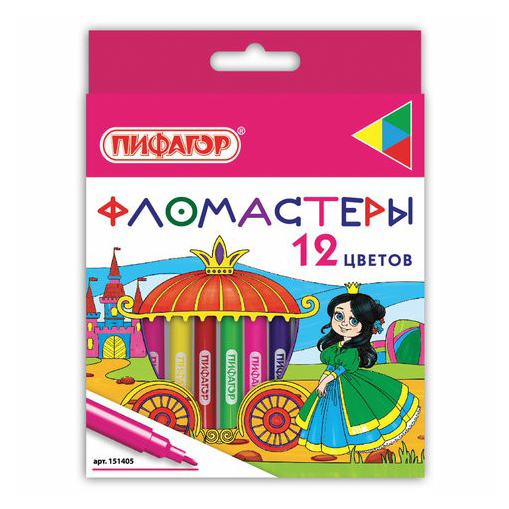 

Фломастеры Пифагор Принцессы 12 цветов