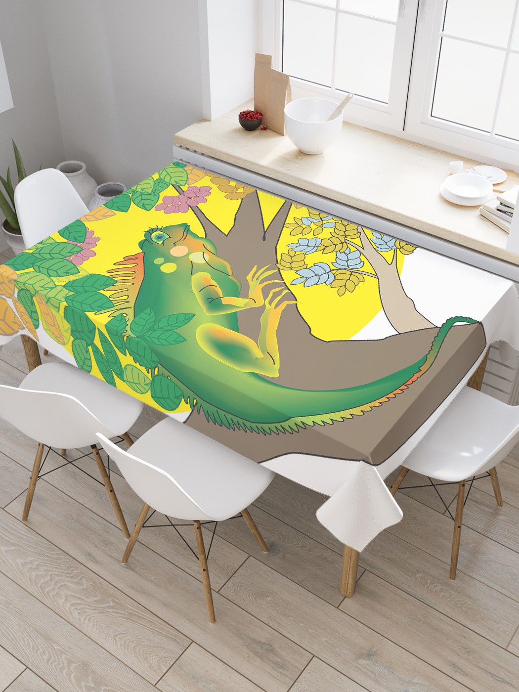 

Скатерть прямоугольная JoyArty "И ящерица в листве" из оксфорда, 120x145 см, Коричневый, И ящерица в листве