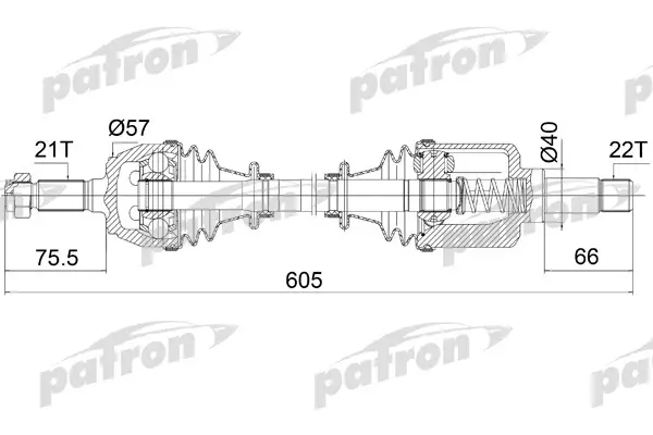 

Полуось лев PEUGEOT: 306 1.1/1.4 SL 93-01 PATRON PDS1062