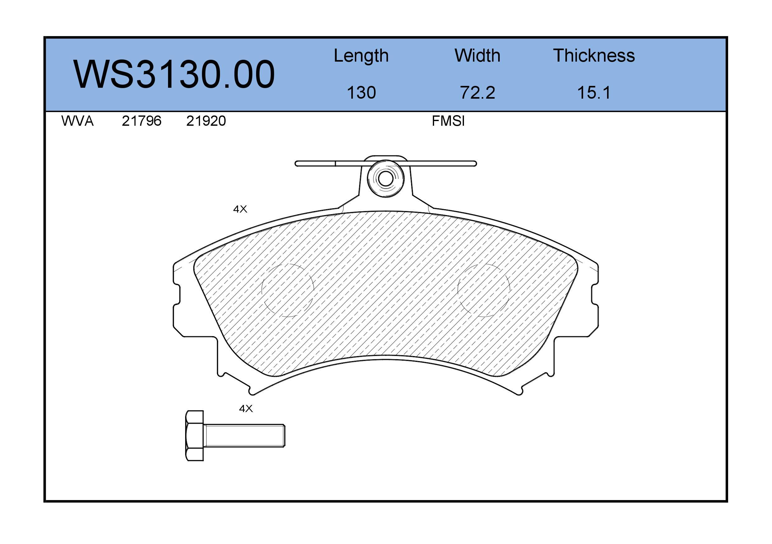 

Комплект тормозных колодок JEENICE ws313000