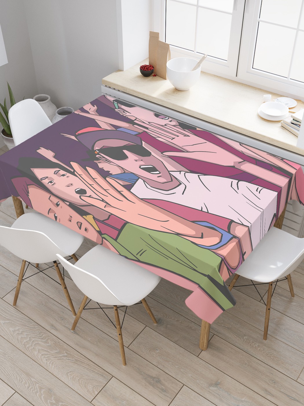 

Скатерть прямоугольная JoyArty "Среди фанатов" из оксфорда, 120x145 см, Розовый, Среди фанатов